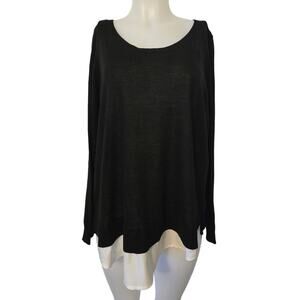 Torrid Black Cream Open Tie Back Long Sleeve Sweater Women's  0 - L